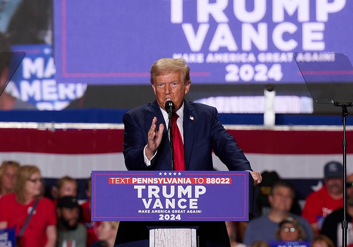 El candidato a la presidentcia de EE.UU. Donald Trump durante su mitin en Pensilvania