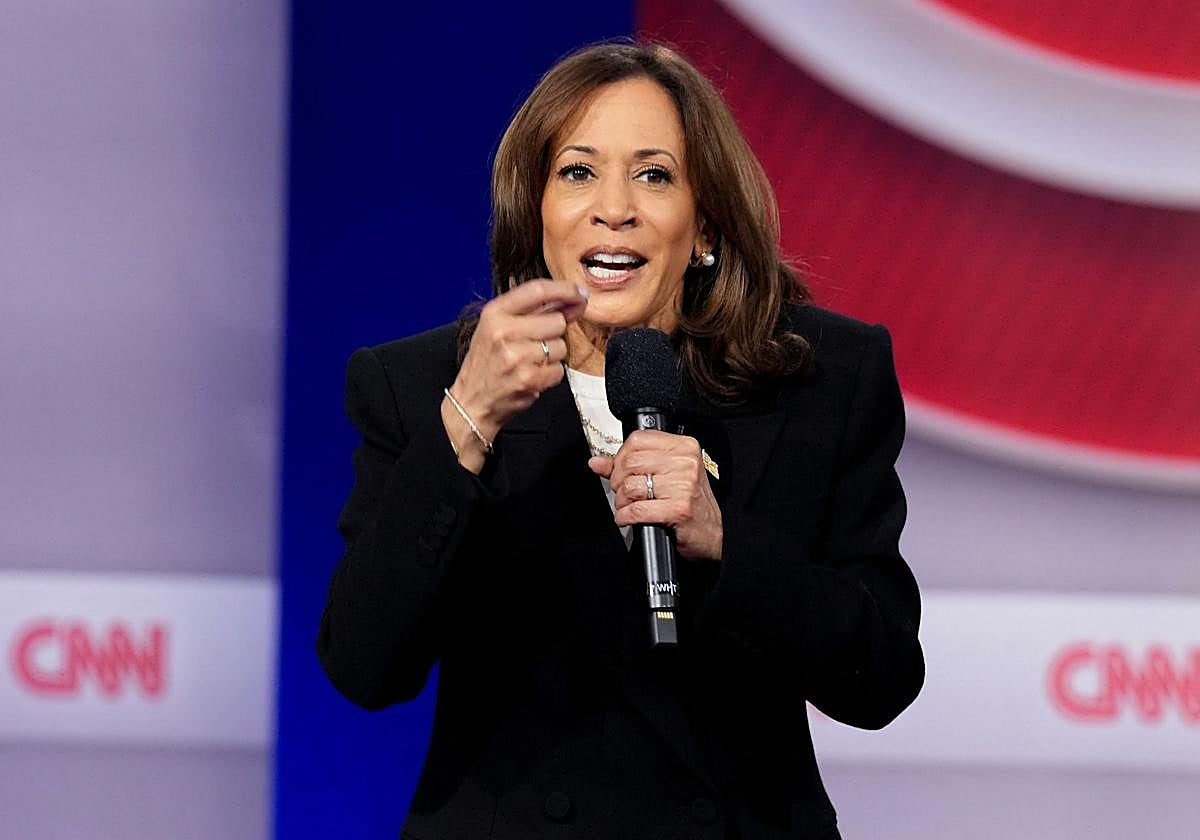 La candidata demócrata, Kamala Harris, en una comparecencia en el canal de noticias CNN