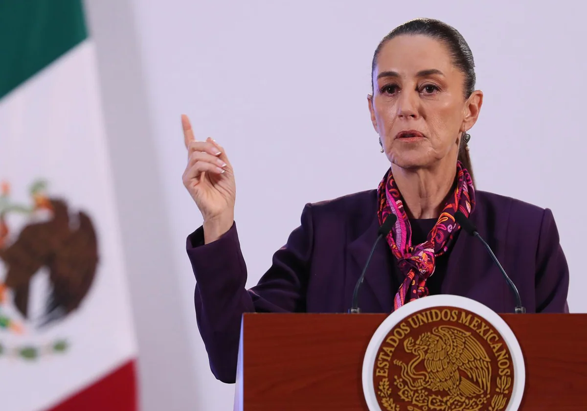 Claudia Sheinbaum este lunes durante su conferencia de prensa matutina