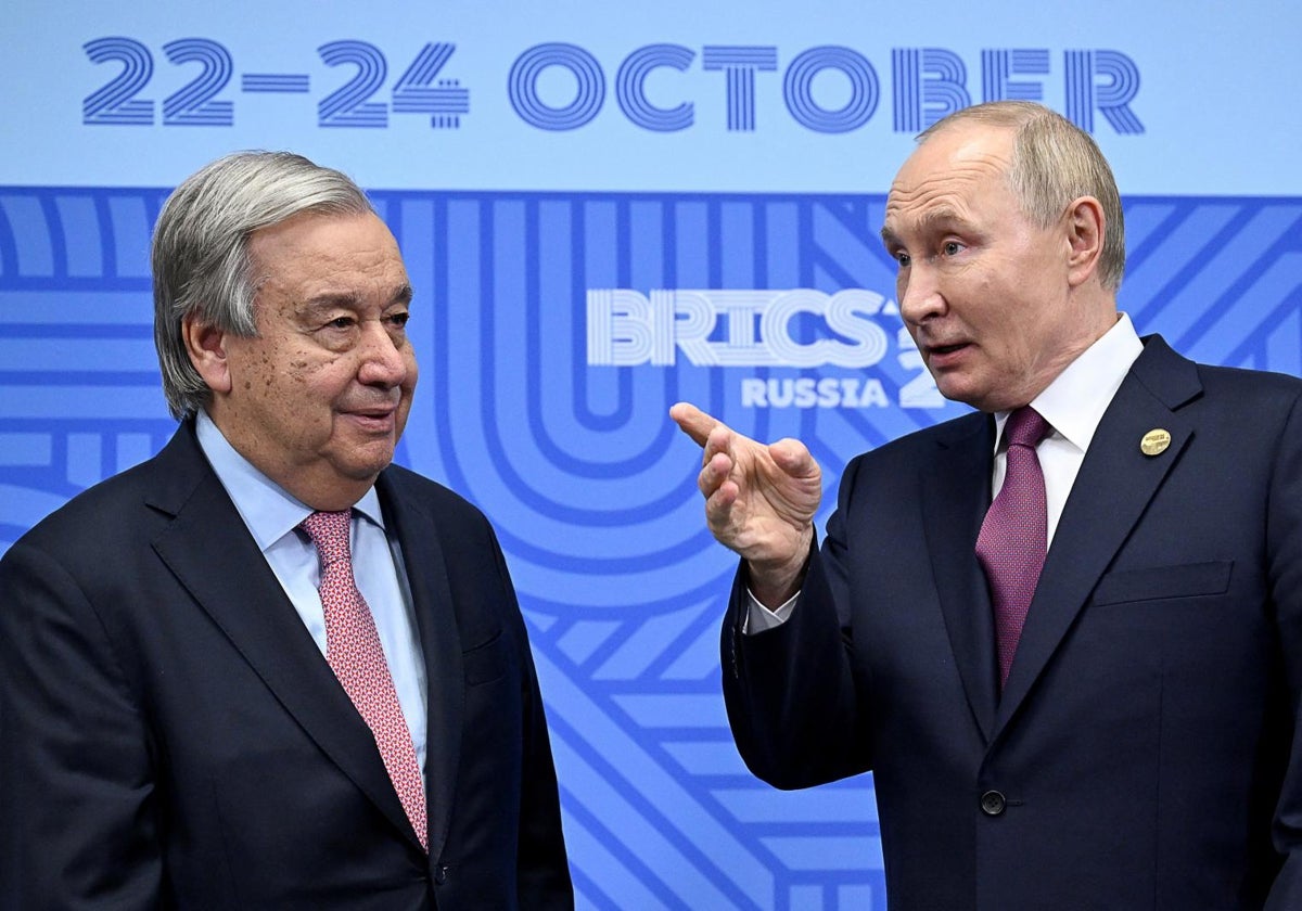 Putin y Guterres en la reciente cumbre de los Brics en Kazán (Rusia)