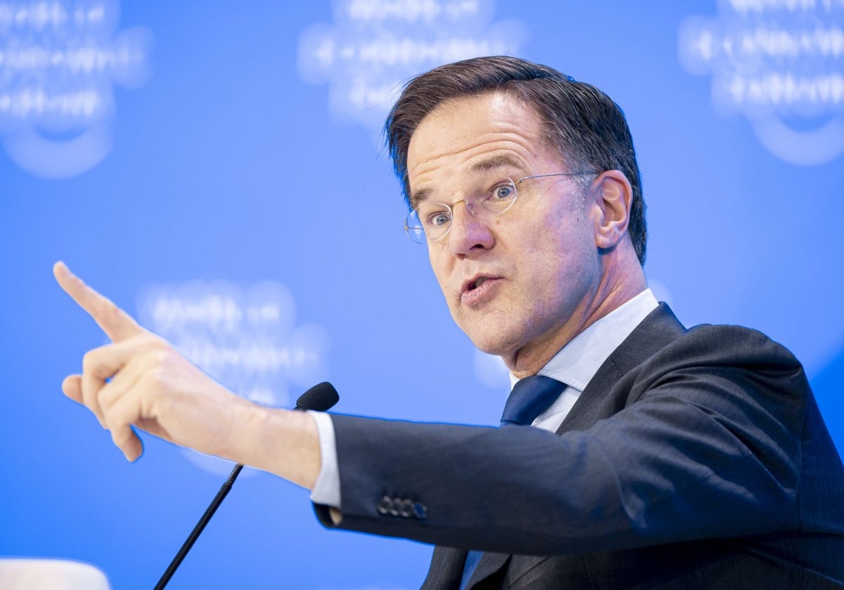 El secretario general de la OTAN, Mark Rutte, habla en la 55ª reunión anual del Foro Económico Mundial en Davos