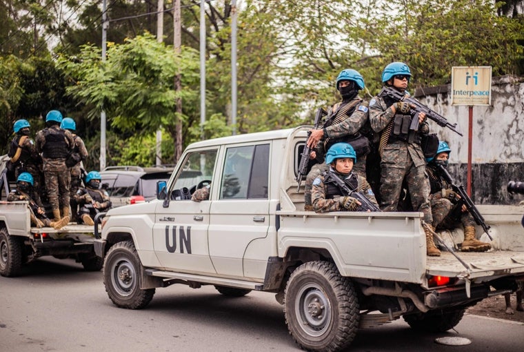 Soldados guatemaltecos de la Misión de Estabilización de las Naciones Unidas en la República Democrática del Congo