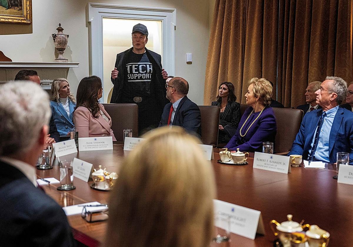 Elon Musk, en la reunión del gabinete de Donald Trump
