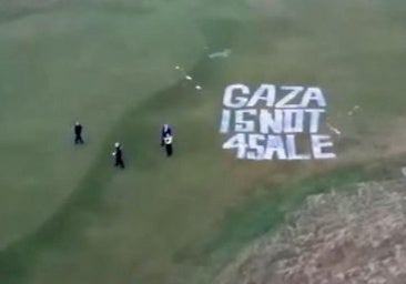 Vandalizan el campo de golf de Trump en Escocia: «Gaza no está a la venta»