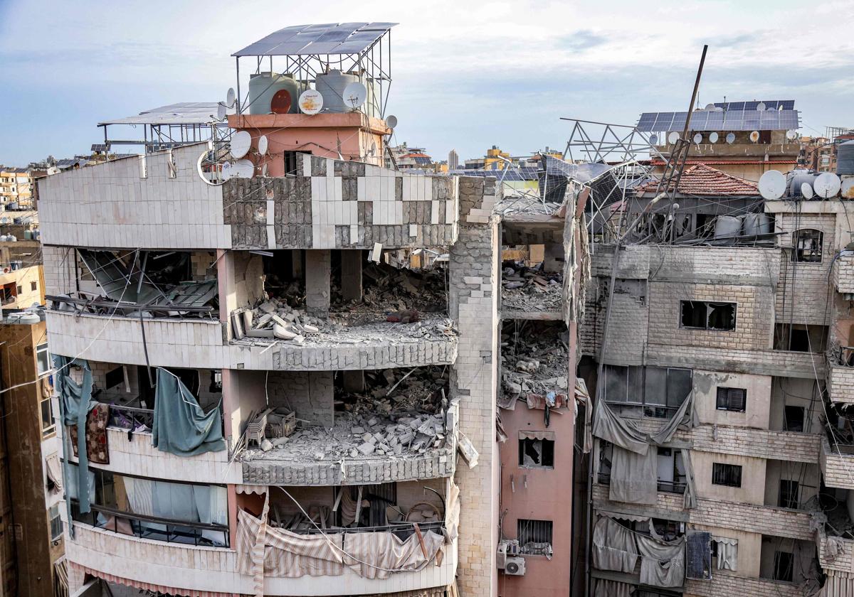 Edificios dañados en Beirut tras el ataque israelí