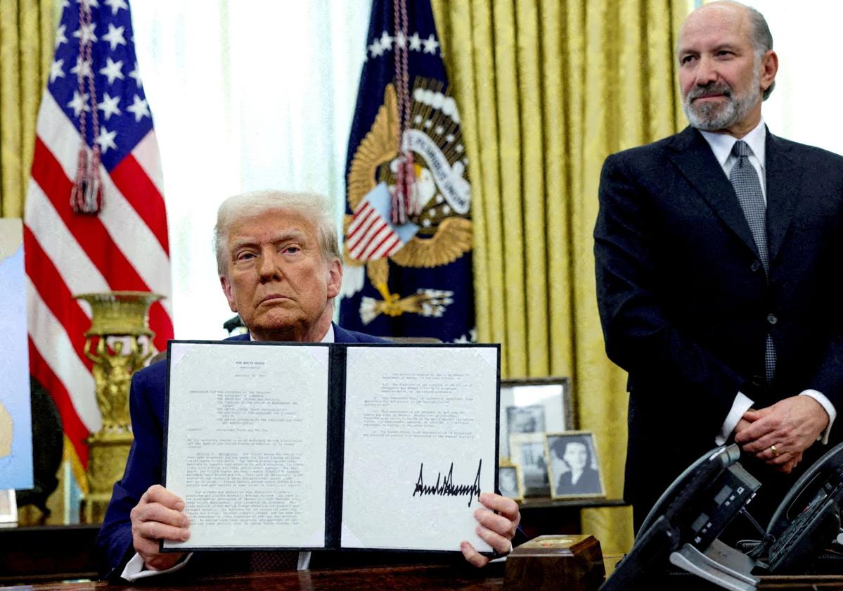 El presidente de EE.UU., Donald Trump, durante una anterior firma de aranceles