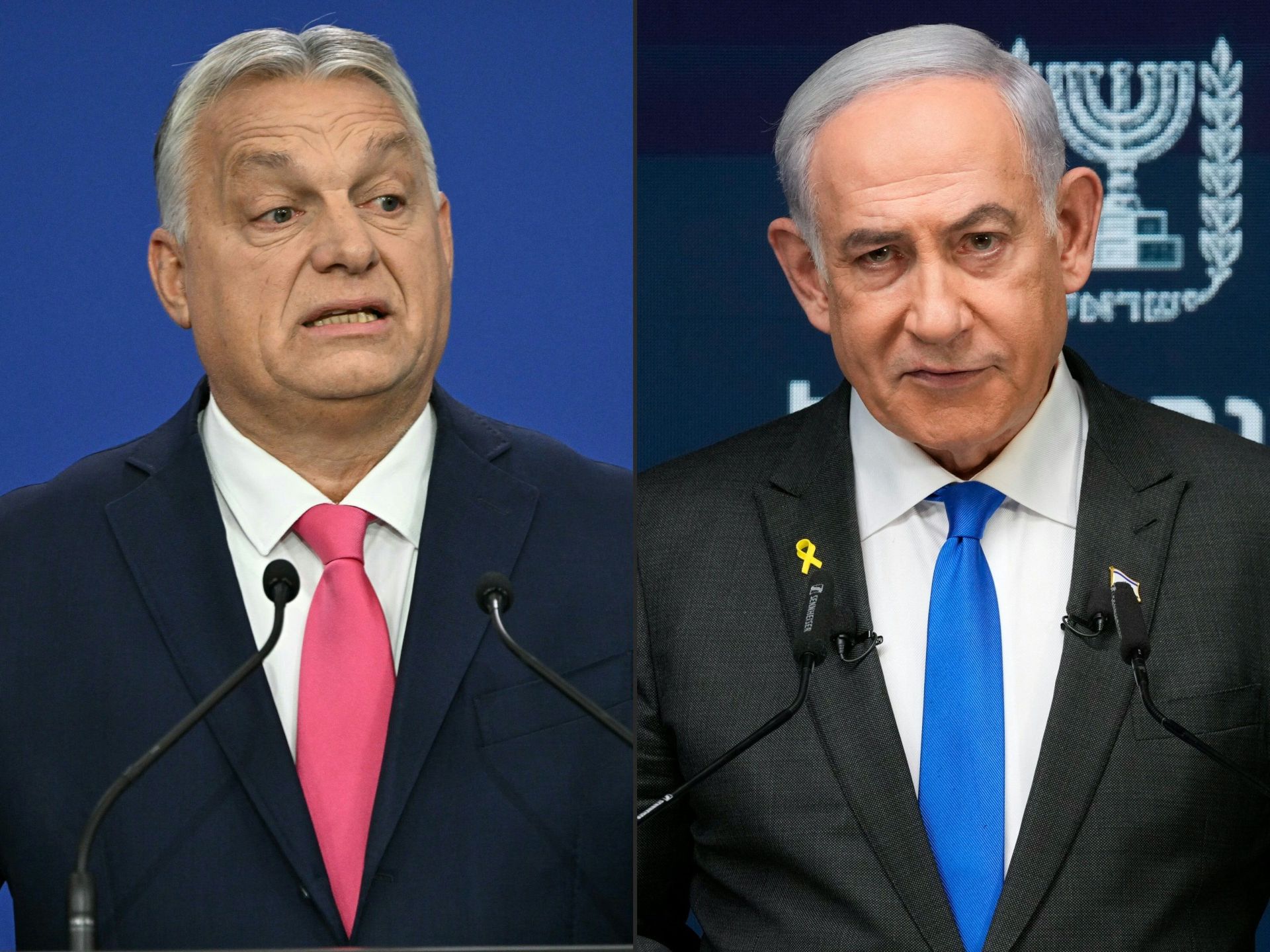 Fotos de archivo del primer ministro de Hungría, Viktor Orban, y el primer ministro israelí, Benjamín Netanyahu
