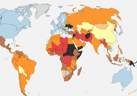 Mapa de la peligrosidad en el mundo en 2025: nivel de riesgo por países