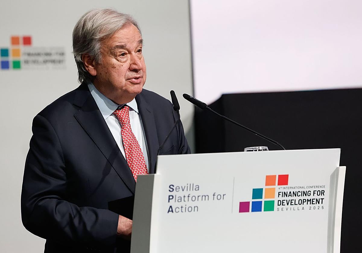António Guterres, durante una de sus intervenciones en la cumbre de la ONU en Sevilla