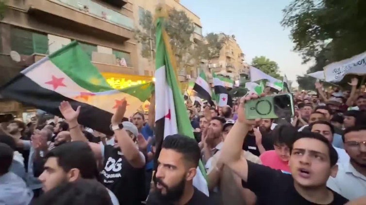 Protesta contra los ataques aéreos de Israel en Damasco
