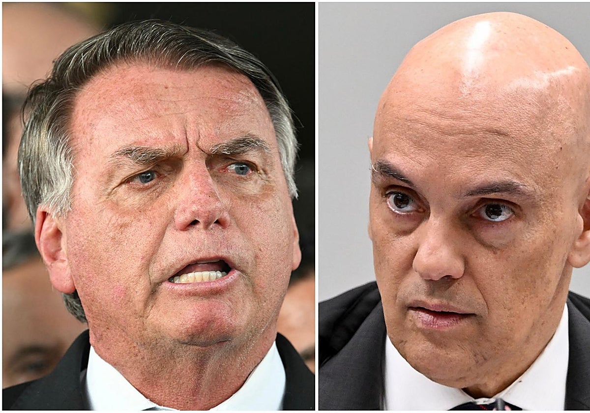 El expresidente Bolsonaro y el juez Moraes (derecha), que ha pedido el arresto domiciliario del líder ultraderechista