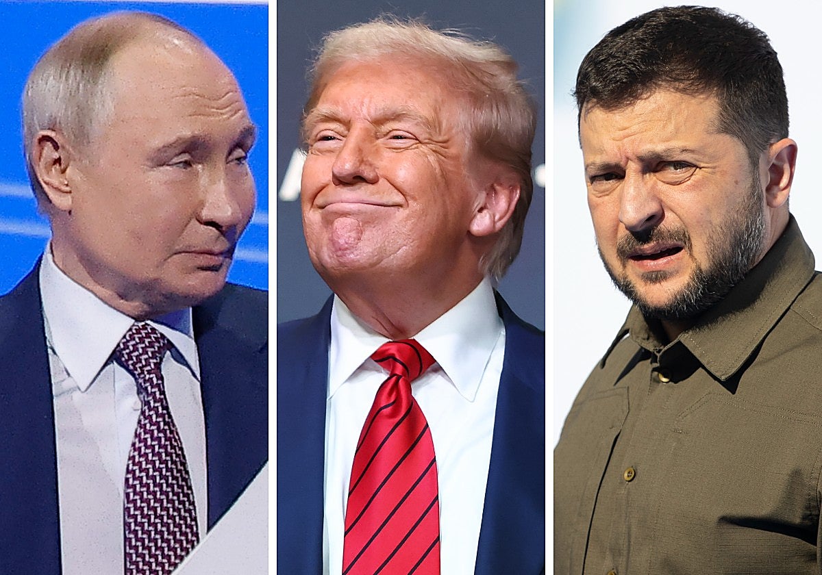 Putin, Trump y Zelenski, en un montaje fotográfico.