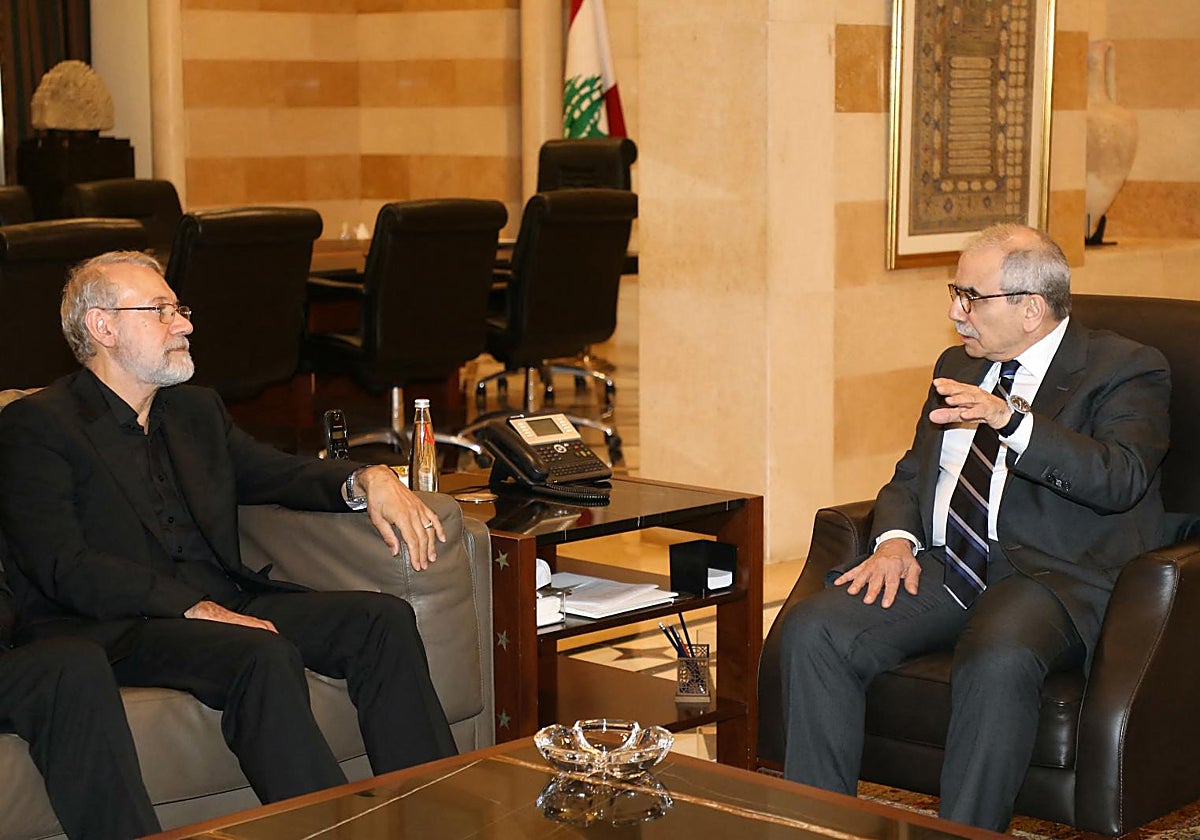 Ali Larijani, este miercóles con el primer ministro libanés Nawaf Salam
