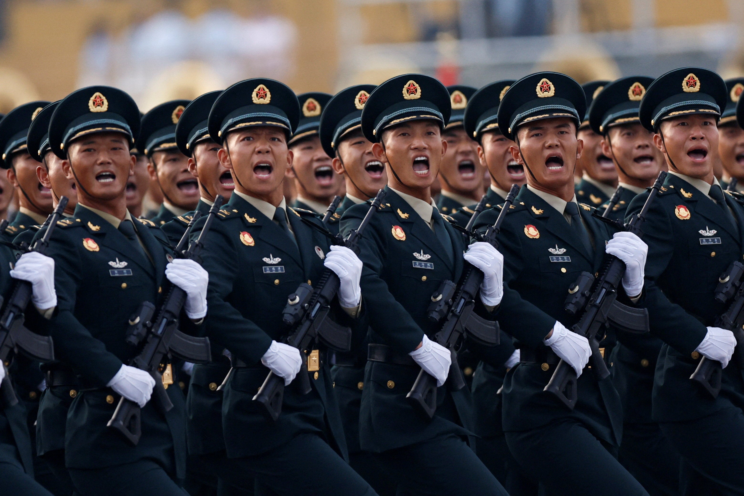 Soldados chinos, en un momento de la ceremonia