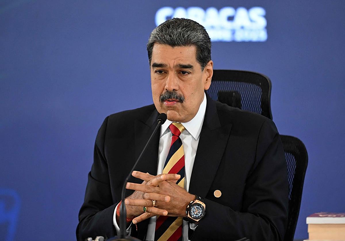 Nicolás Maduro, habla durante una conferencia de prensa en el Palacio de Miraflores, Caracas, el 1 de septiembre de 2025
