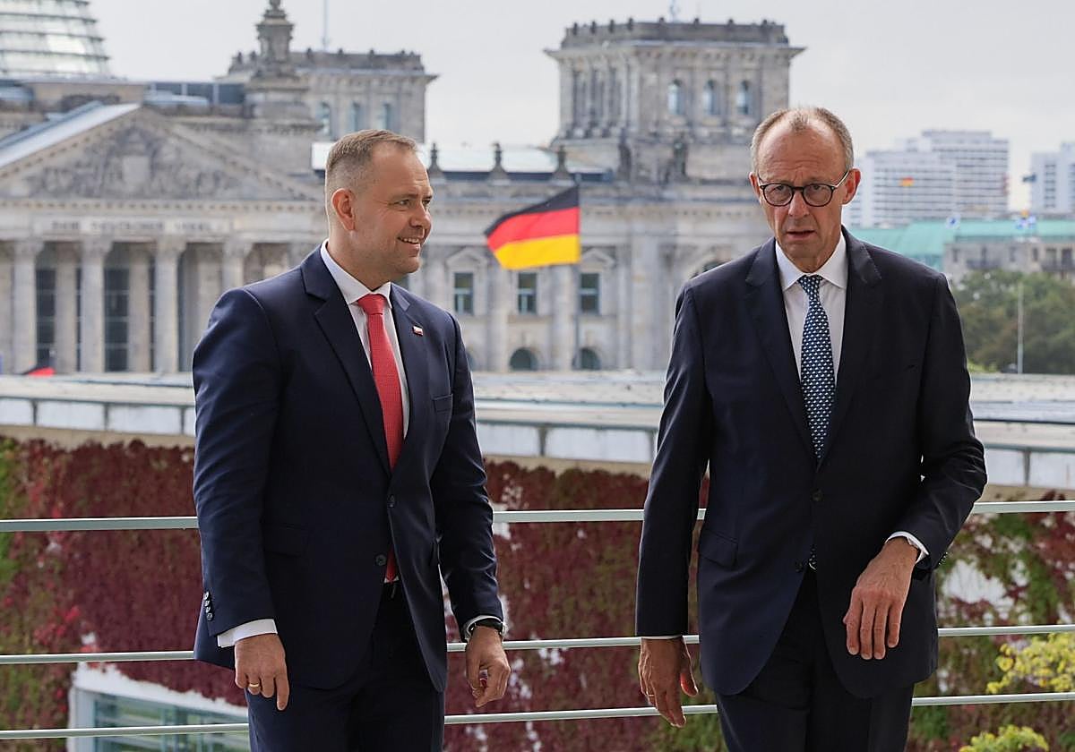 El canciller alemán, Friedrich Merz, recibe en Berlín al presidente polaco, Karol Nawrocki