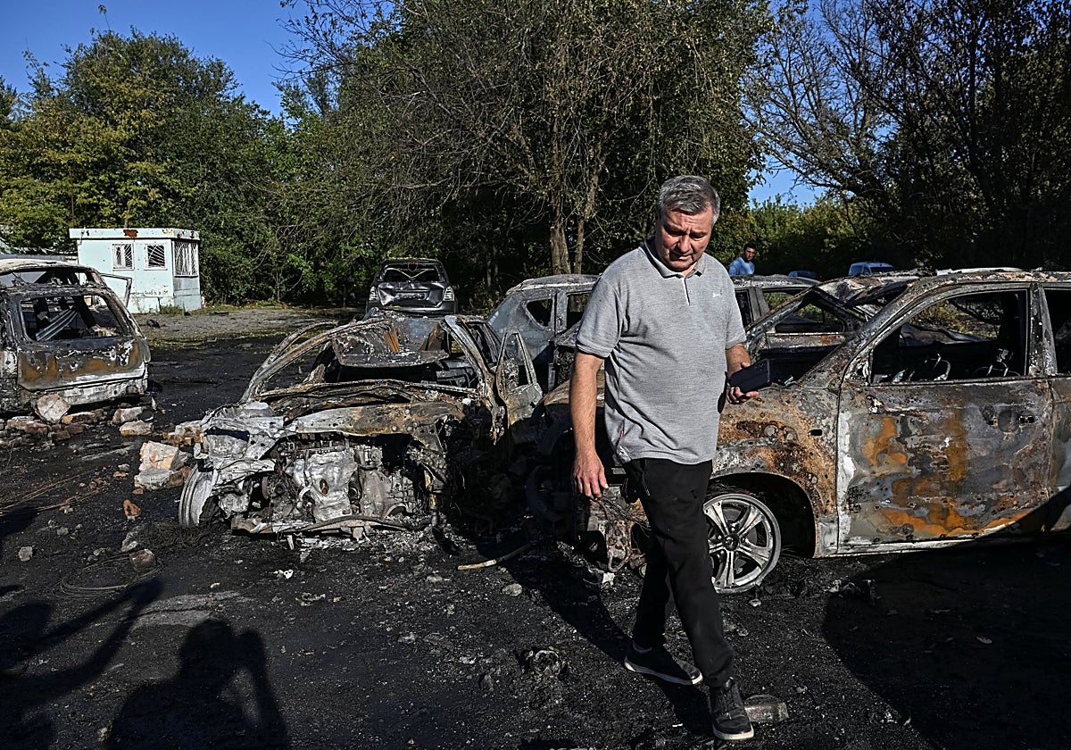 Consecuencias de un ataque con drones rusos en Zaporiyia