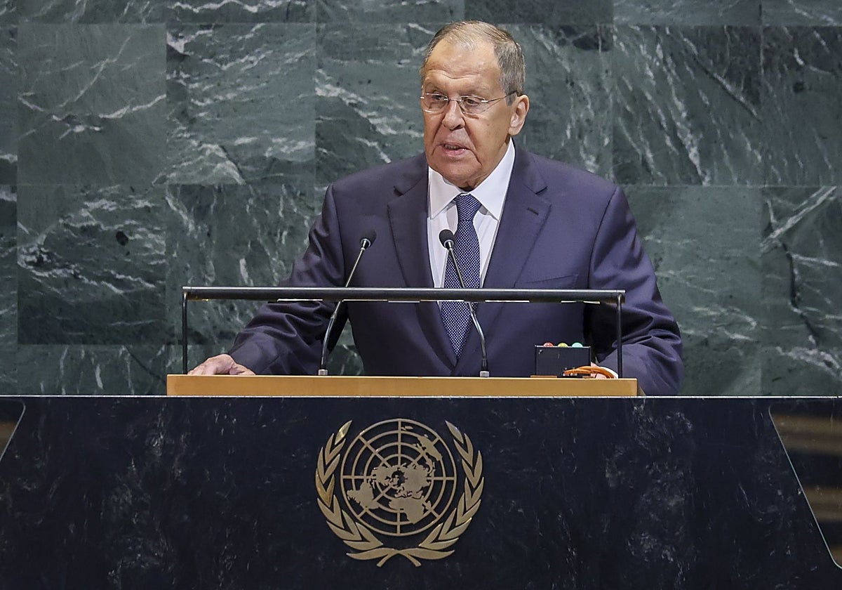 Lavrov durante su discurso en la Asamblea General de las Naciones Unidas