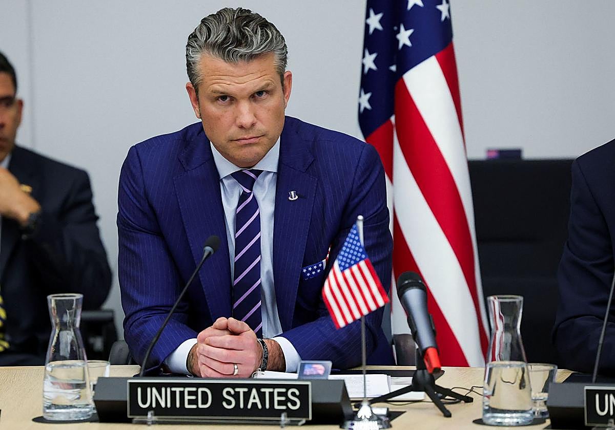 El secretario de Defensa de EE. UU., Pete Hegseth, este miércoles en Bruselas.