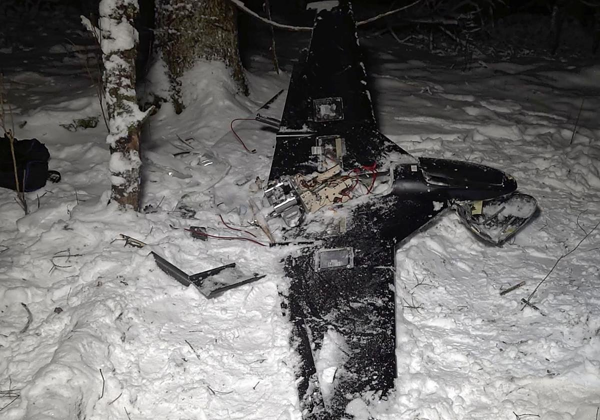 Uno de los drones que fueron derribados al presuntamente intentar atacar una de las residencias de Putin