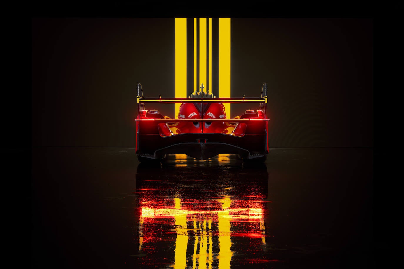 En el Ferrari 499P, la superficie de los pasos de rueda, un sello de Ferrari, se caracteriza por grandes rejillas, destinadas a reducir la presión en el interior de los alojamientos de las ruedas.