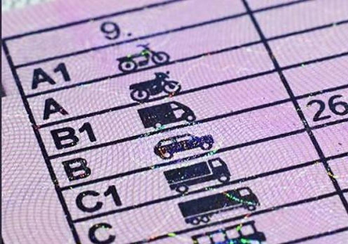 Dorso de un permiso de conducir tipo B