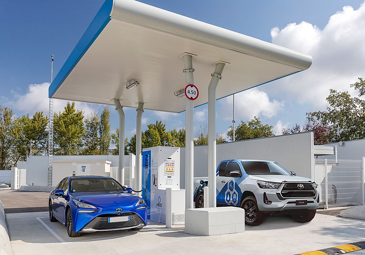 Coches repostando hidrógeno