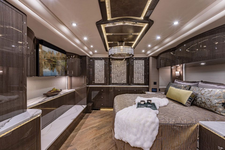 El interior de las autocaravanas Prevost es sinónimo de lujo, confort y personalización extrema