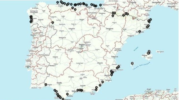 Mapa con los puntos negros para las autocaravanas