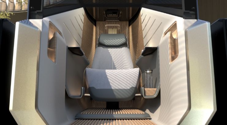 LS Micro Concept que es un vehículo autónomo individual para entornos urbanos, concebido como cápsula de movilidad personal y espacio de desconexión.