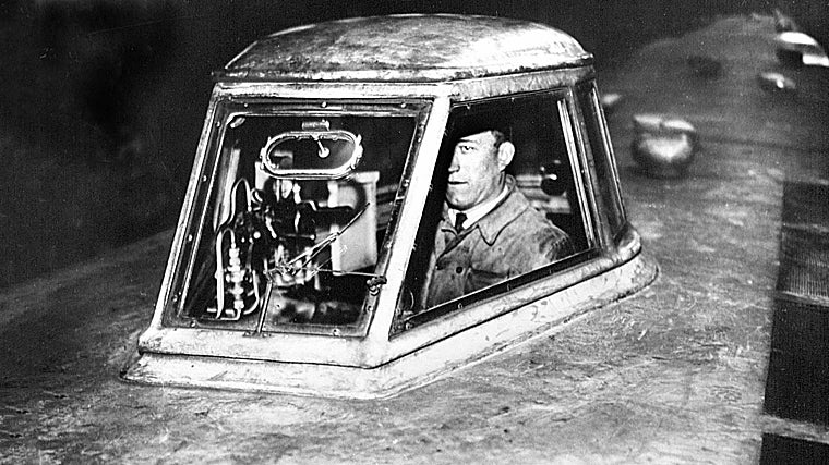 The driver was in a cabin raised above the central part