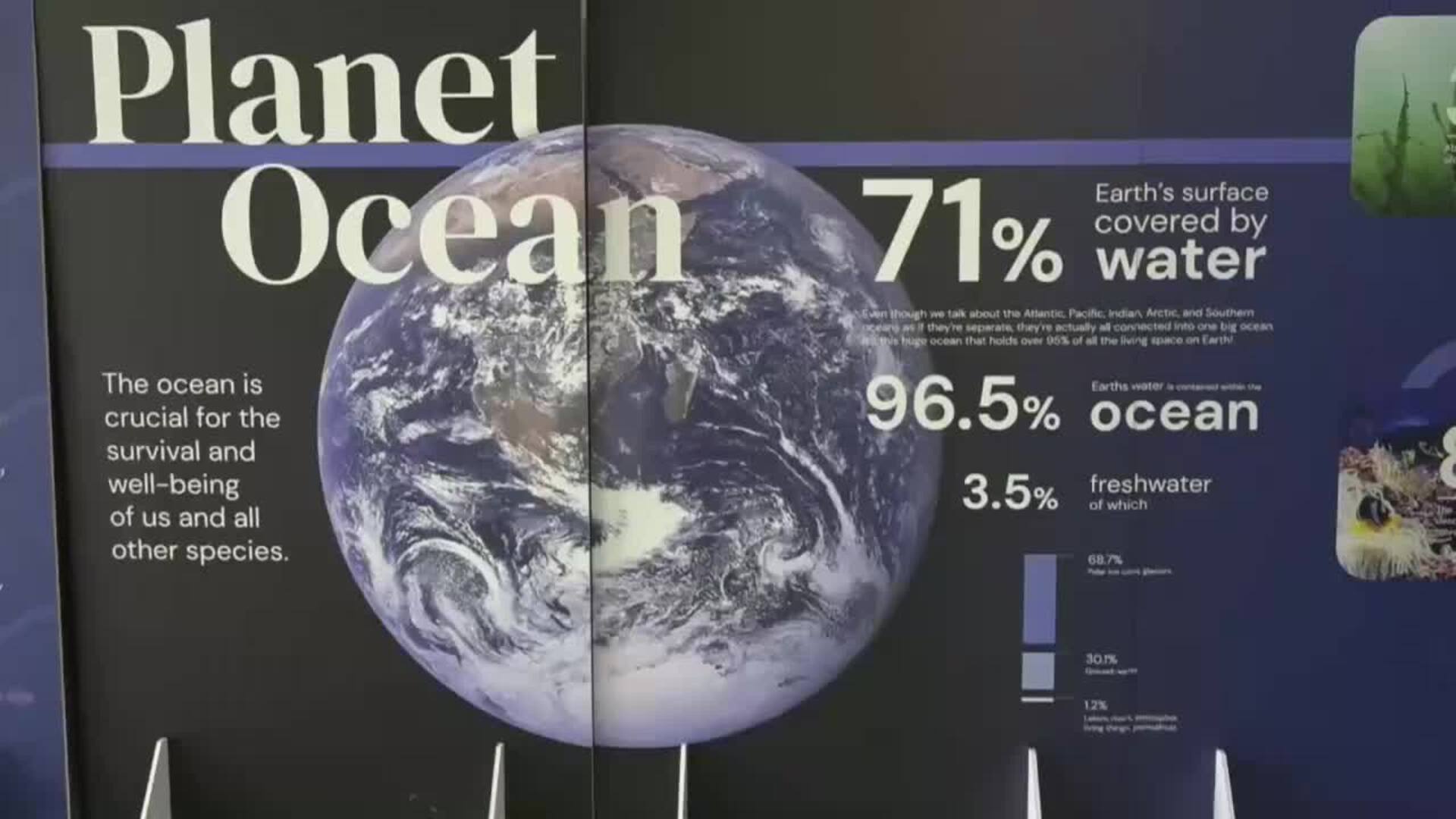 Barcelona se &quot;viste&quot; de azul en vísperas de la Conferencia del Océano de esta semana