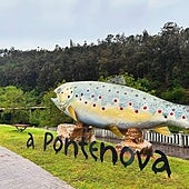A Pontenova inaugura la escultura más grande del mundo de una trucha