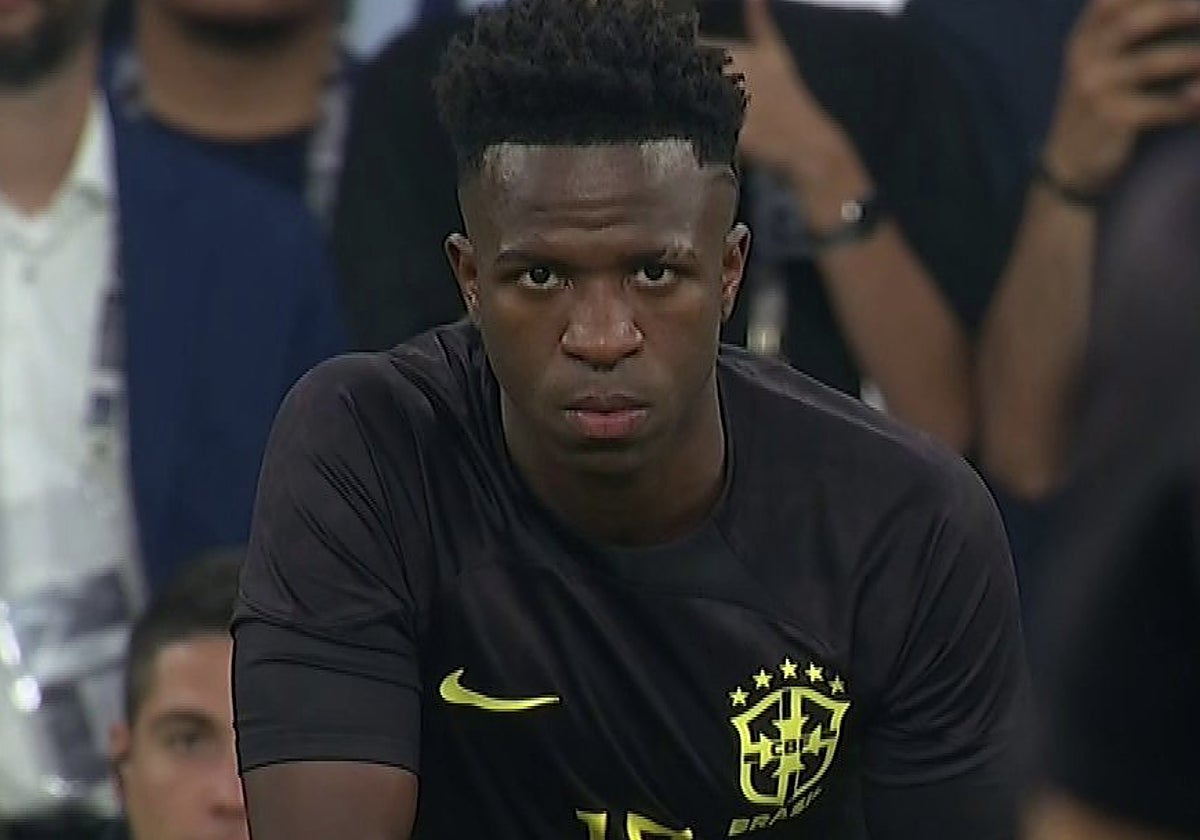 Vinicius, durante el Brasil-Guinea en Barcelona