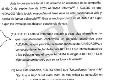 Aldama, a Koldo cuando el rescate a Air Europa peligraba: «Hidalgo se está buscando la vida, acaba de llamar a Begoña»