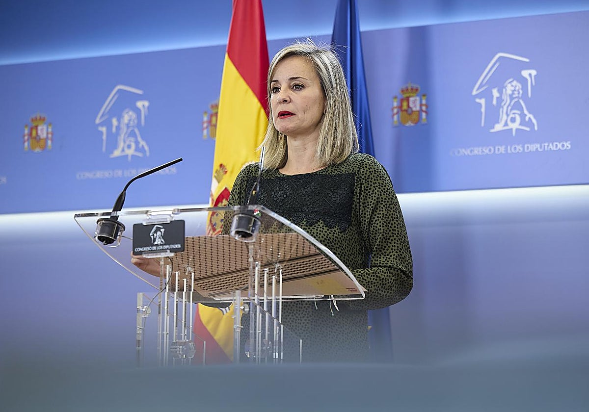 La portavoz del Grupo Plurinacional Sumar, Verónica Barbero, este martes en rueda de prensa