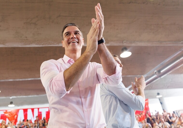 Pedro Sánchez, en el acto de inicio de campaña en la Casa de Campo de Madrid