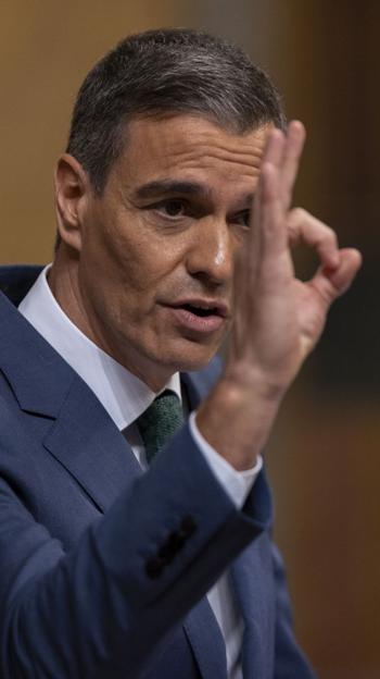 Sánchez, durante su intervención en el Congreso
