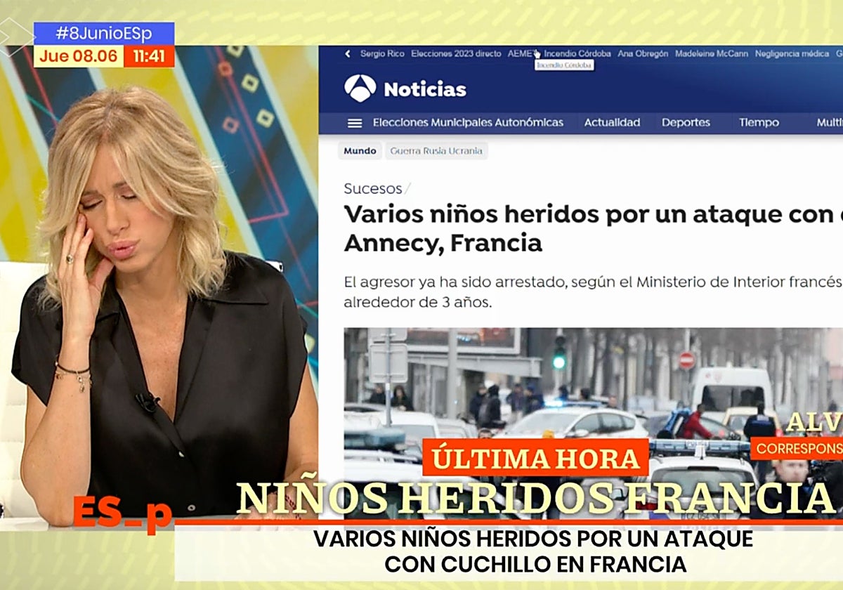 Susanna Griso, desolada en 'Espejo Público' ante la información que recibe de un reportero.