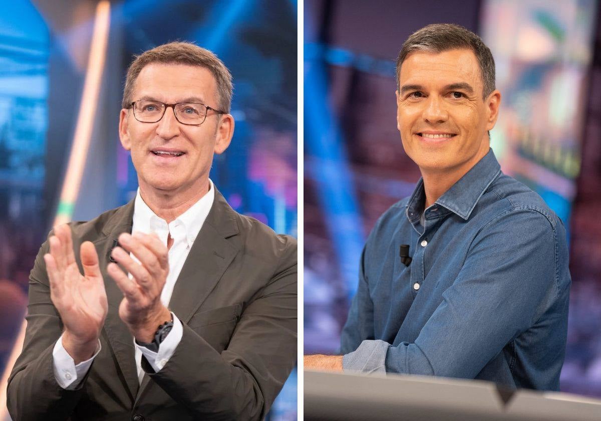 Feijóo y Sánchez durante su visita a 'El Hormiguero'