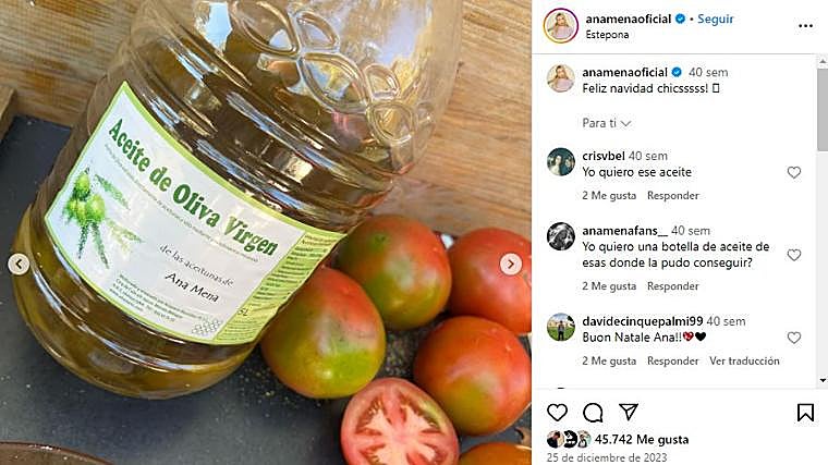 Ana Mena cuenta con su propia marca de aceite gracias a los olivos de su casa