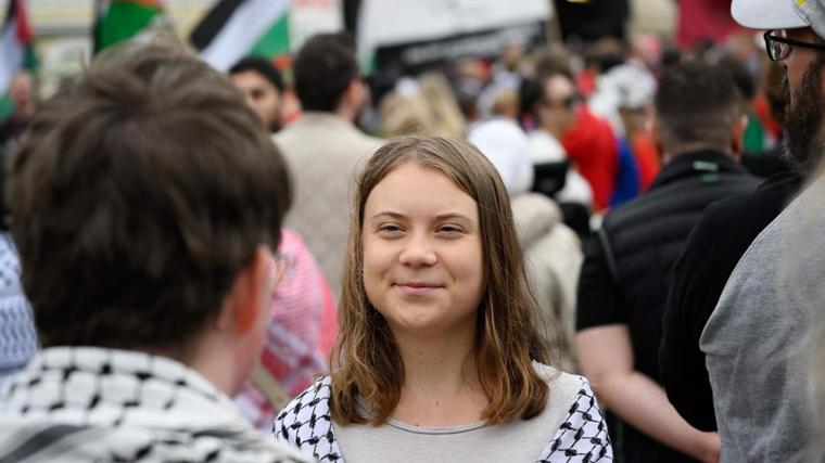 La activista documental Greta Thunberg también ha estado presente en las protestas a favor de Palestina en Malmö (Suecia)