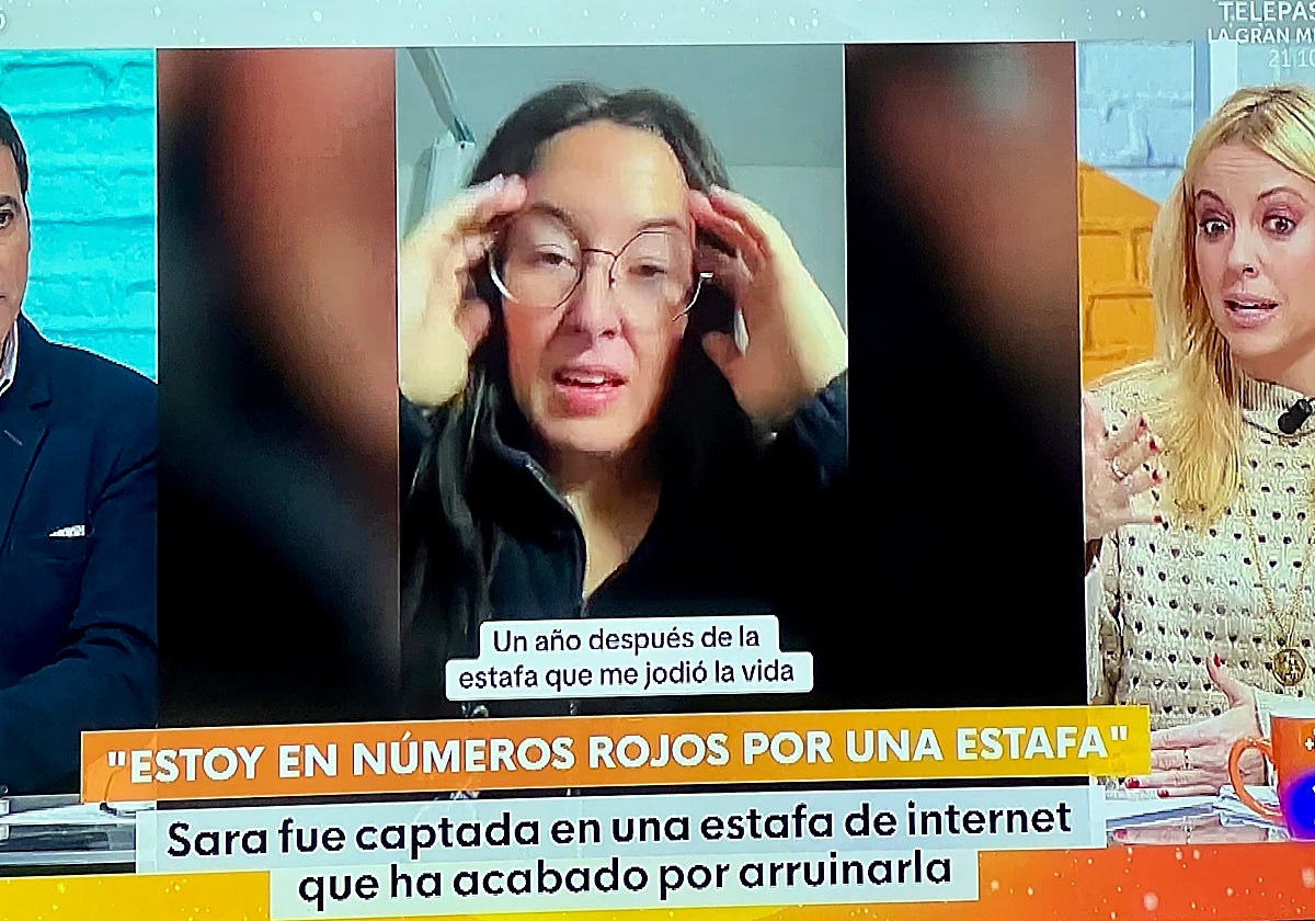 Sara se ha roto en 'Mañaneros' mientras relataba cómo había sido estafada por Internet.