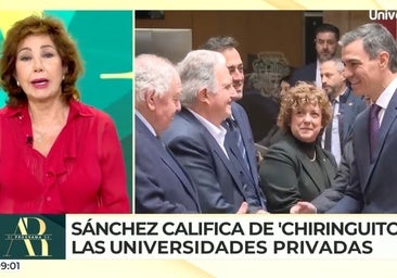 Ana Rosa Quintana, letal con Pedro Sánchez: «Cualquiera que estudie en un chiringuito puede ser presidente»