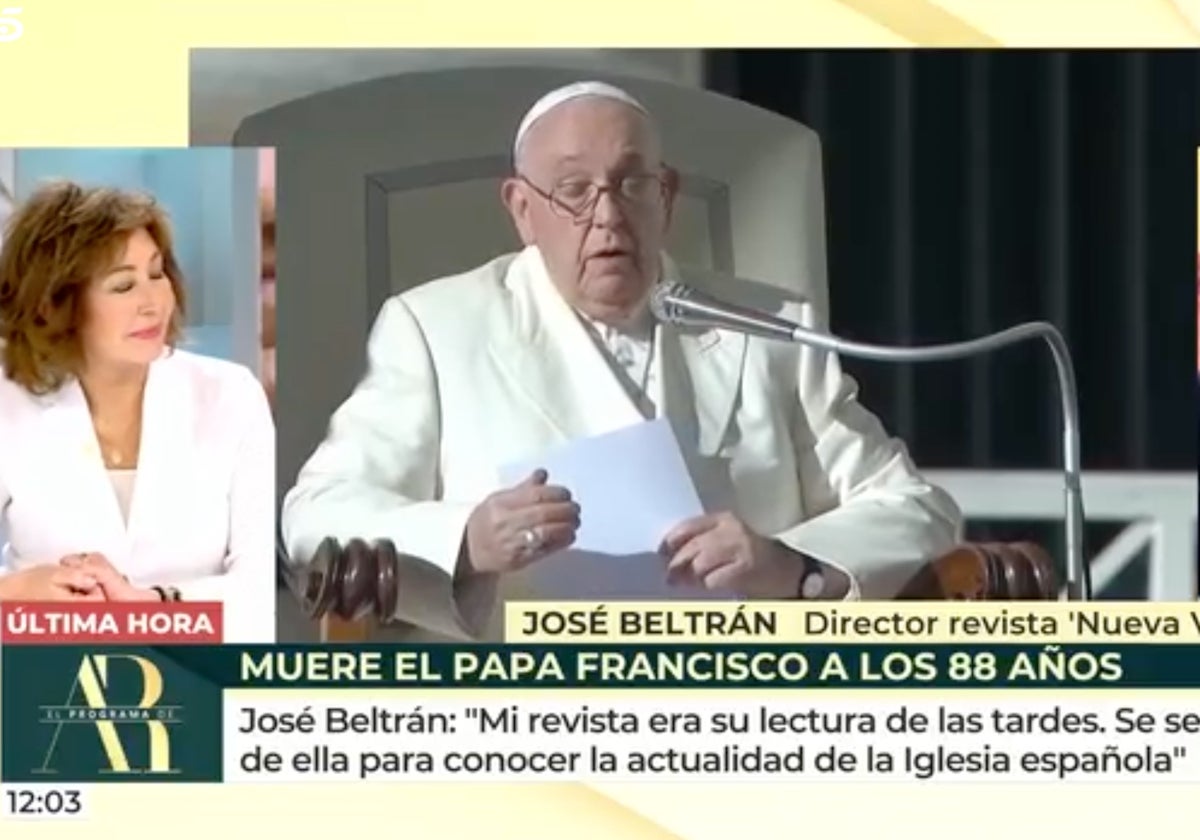 Ana Rosa Quintana se ha emocionado al revelar cómo el Papa Francisco la ayudó durante su cáncer.