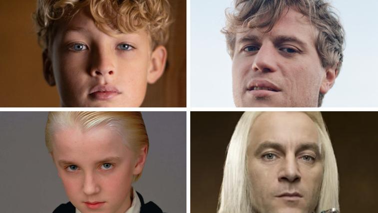 Lox Pratt y Johnny Flynn como Draco y Lucius Malfoy