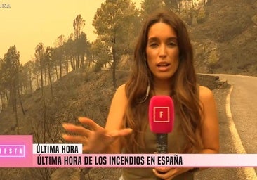 Evacúan a una reportera de Telecinco acorralada por el fuego en un incendio en Galicia