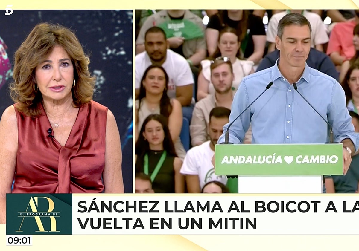 Ana Rosa Quintana ha arremetido contra Pedro Sánchez tras los altercados de la última etapa de La Vuelta.