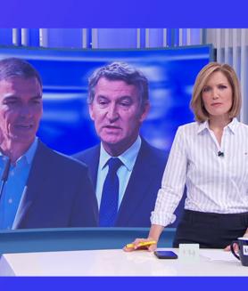 Imagen secundaria 2 - Momentos de la emisión ayer de la entrevista a Oscar Puente, la intervención de Pablo Iglesias y Silvia Intxaurrondo en su plató