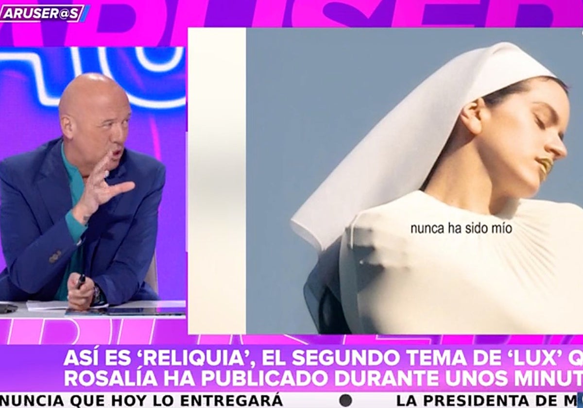 Alfonso Arús, presentador de 'Aruser@s', ha lanzado ante las cámaras la pregunta que todo el mundo se hace del nuevo disco de Rosalía, 'Lux'.